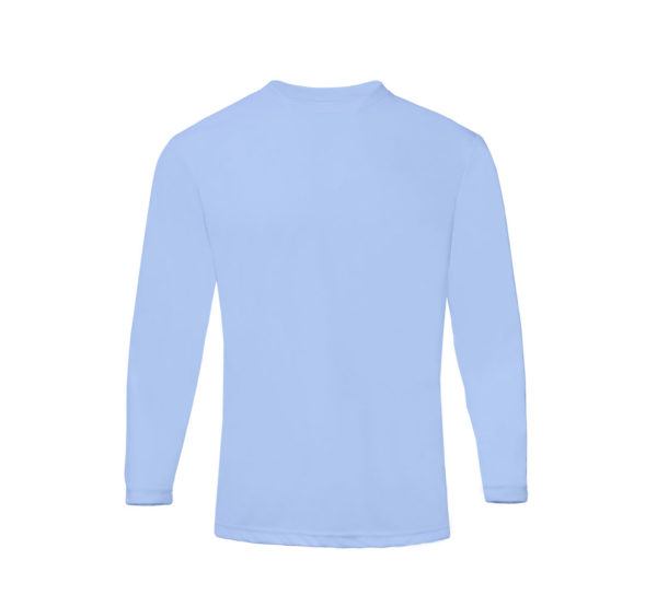 ultifresh performance crew neck long sleeve t-shirt unisex light blue