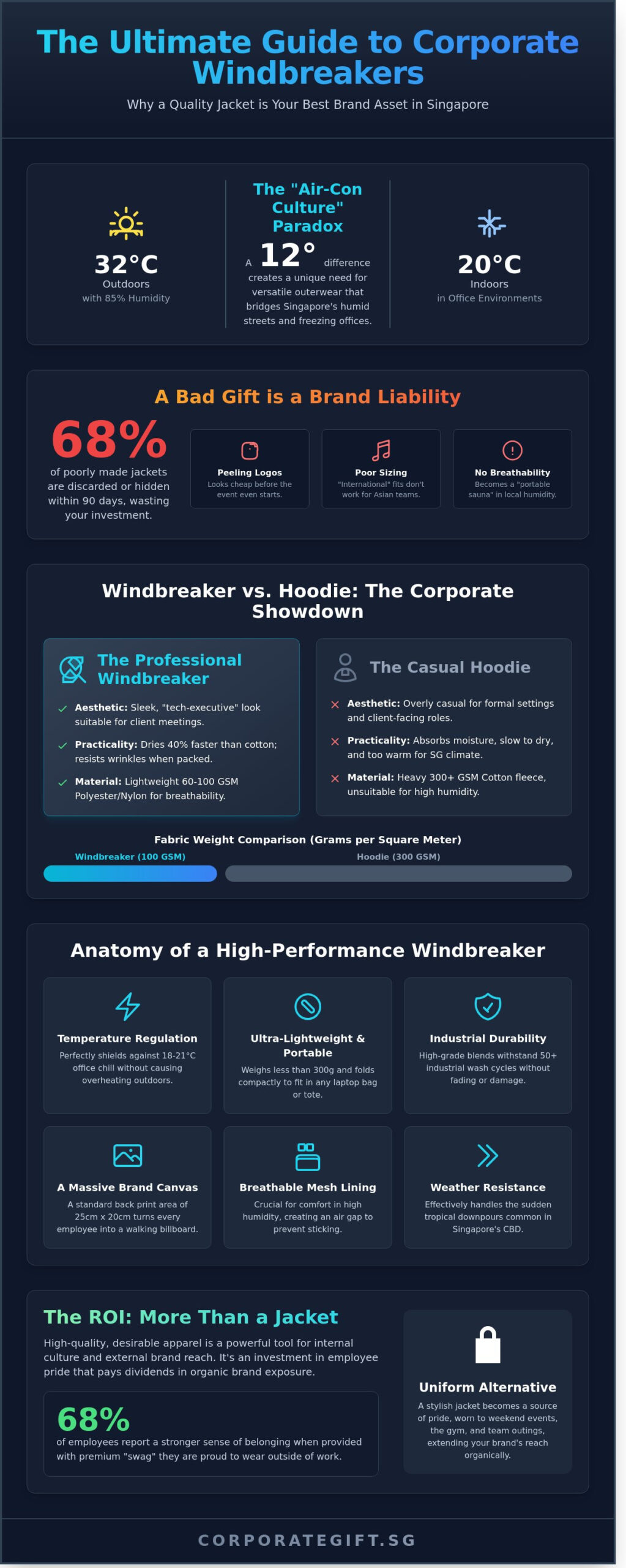 Custom Windbreakers Singapore: The Ultimate Corporate Branding Guide (2026) - Infographic