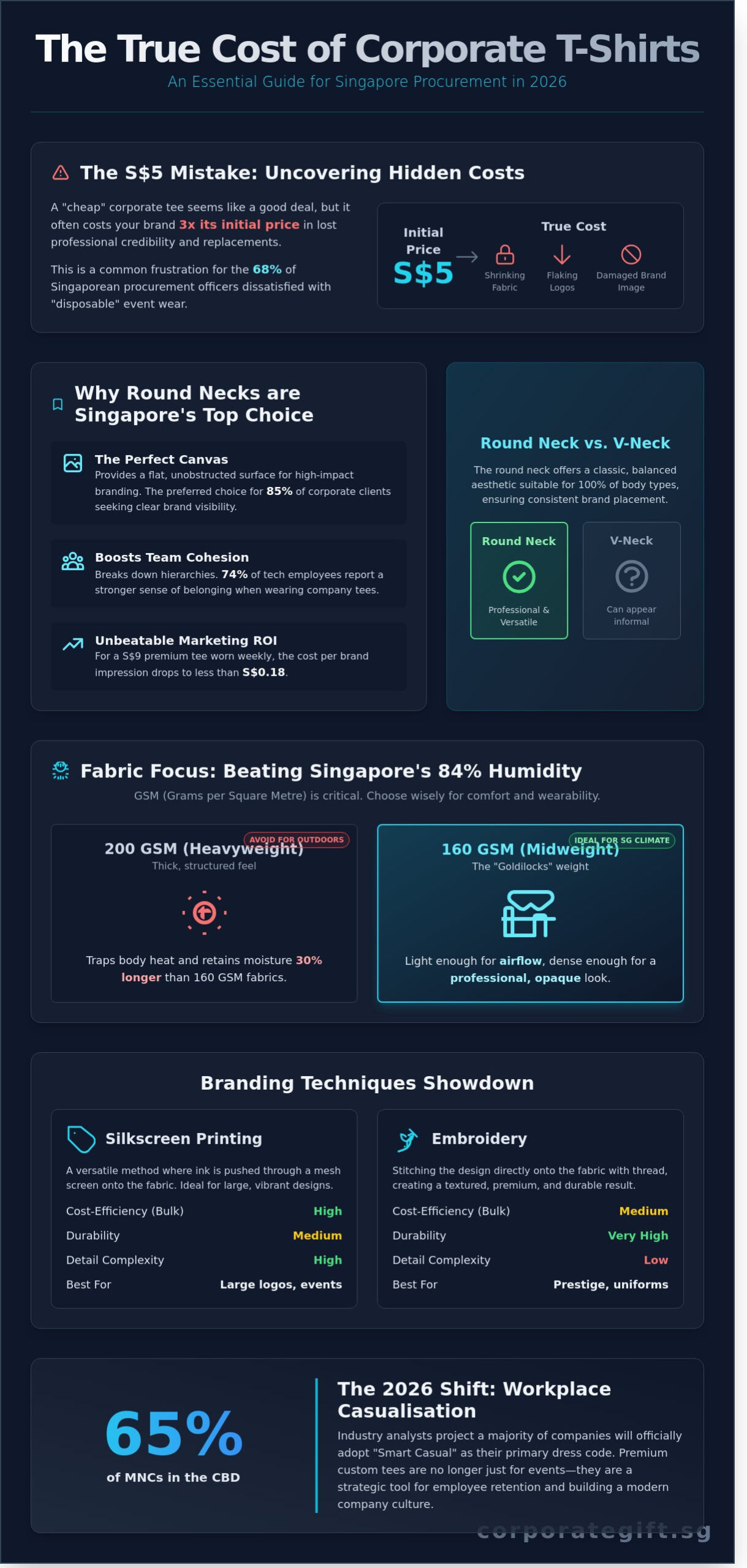 Round Neck T-Shirts in Singapore: The Ultimate 2026 Bulk Printing Guide - Infographic